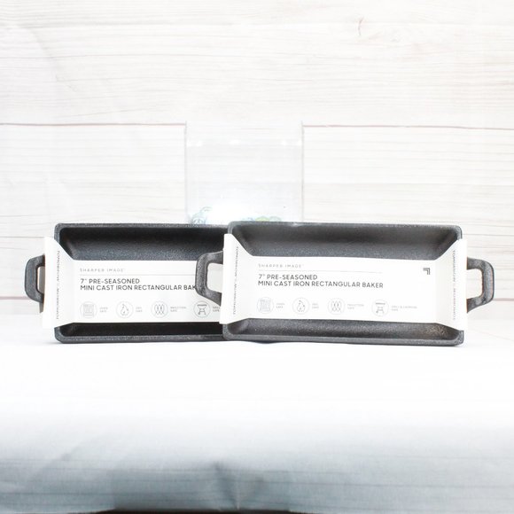 NEW Sharper Image Set of 2 Pre-Seasoned 7" Mini Cast Iron Rectangular Baker Pan - Picture 9 of 10